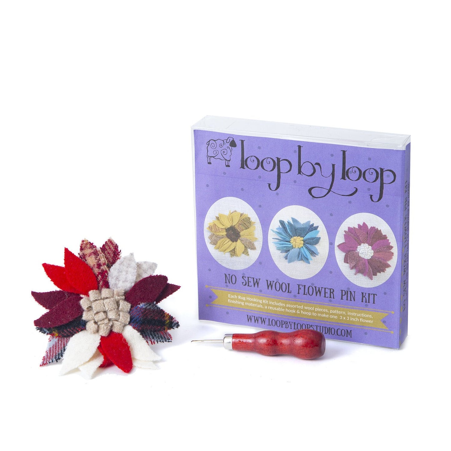 Loop by Loop No Sew Wool Flower Pin Kit