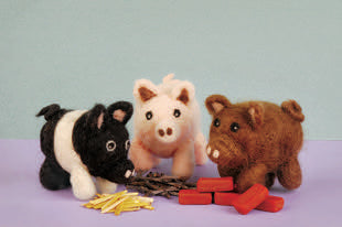 Large Animal Needle Felting Kit   Three Little Pigs